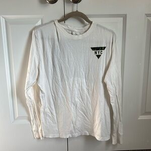 White with Camouflage Graphic Long Sleeve Tee Shirt
